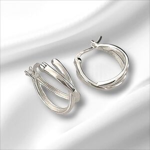 New 925 Sterling Silver Crossover Earrings